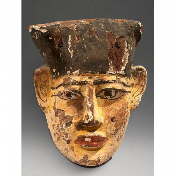 Máscara funeraria egipcia policromada, Egipto Baja Época, Siglo VII-IV a. C.