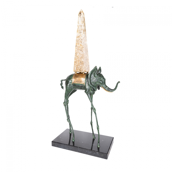 Salvador Dalí. Elefante espacial.  Escultura en bronce patinado y metacrilato con peana en mármol. Firmado y numerado 303/350. 