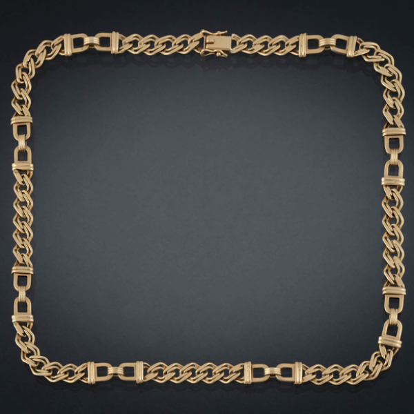 Bonita gargantilla de eslabones dobles en oro amarillo de 18 kt