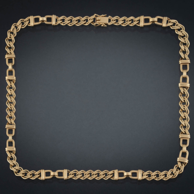 Bonita gargantilla de eslabones dobles en oro amarillo de 18 kt