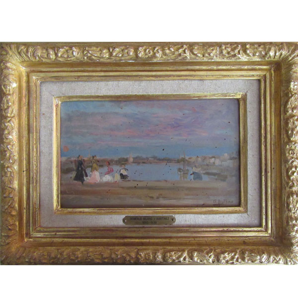 Gonzalo Bilbao Martínez (1860-1938). Título: Guadalquivir. Óleo sobre tabla firmado 