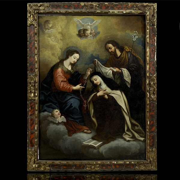 Juan Andr&eacute;s Merclein (ca.1716 - 1797) Atr. "Santa Teresa con San Juan y la Virgen".   
