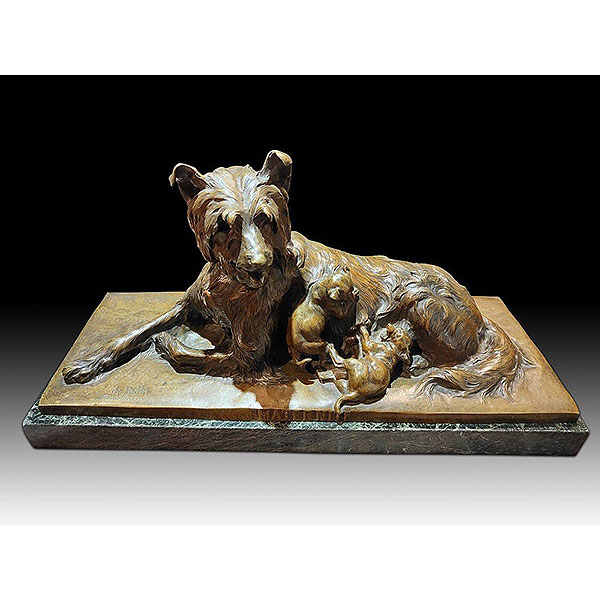 Bronce de Perro a tamaño real Charles Paillet (francés, 1871-1937), escuela francesa del siglo XIX.