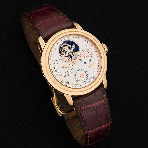 Extraordinario reloj para caballero BLANCPAIN Leman Tourbillon en oro rosa de 18 K.