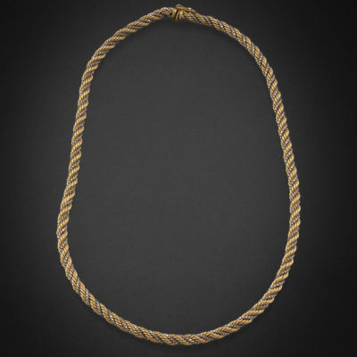 Gargantilla sogueada en oro amarillo y oro blanco de 18 kt
