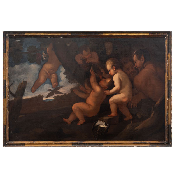 &quot;Paisaje con sátiros y Puttis&quot; ALESSANDRO LEONE VAROTARI (Padua, 1588-Venecia, 1649) 