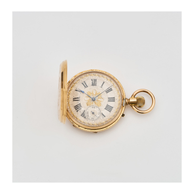Reloj de bolsillo saboneta en oro, tercer cuarto del s.XIX. 