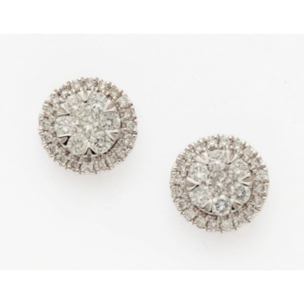 Pendientes en oro blanco con cuajado de diamantes talla brillante